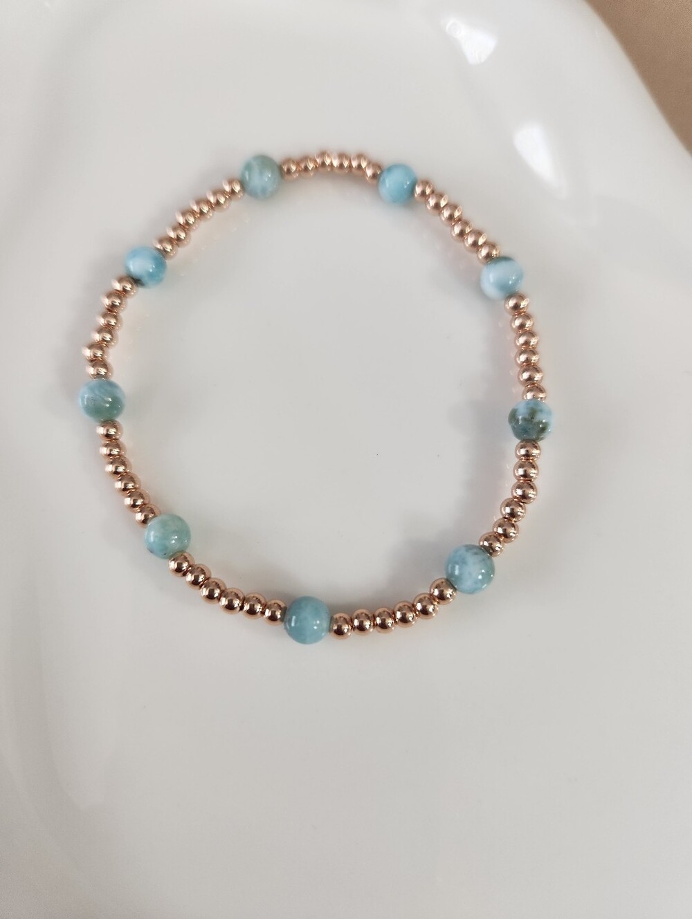 Rose Gold Larimar Beaded Bracelet